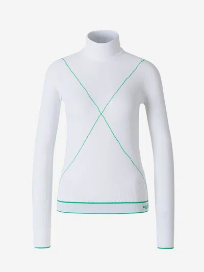 Bottega Veneta Lightweight Viscose Sweater In White And Green