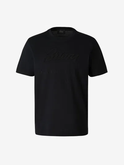 Brioni Embossed Logo T-shirt In Black