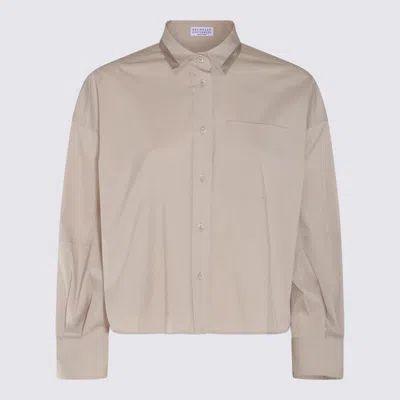 Brunello Cucinelli Beige Cotton Shirt In Brown