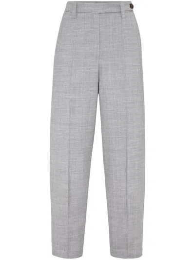 Brunello Cucinelli Wool Trousers In Light Grey