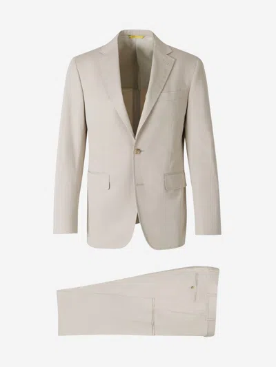 Canali Key Model Suit With Two Buttons In Beige
