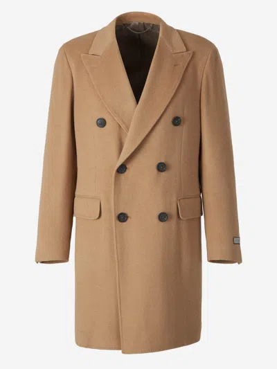 Canali Soft Camel Coat In Brown