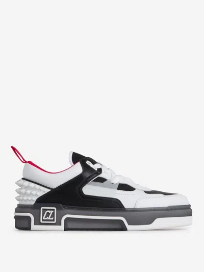Christian Louboutin Astroloubi Leather Sneakers In Black & White