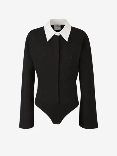 Courrèges Polo Bodysuit Top In Contrast Shirt Collar