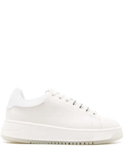 Ea7 Emporio Armani Logo Leather Sneakers In White