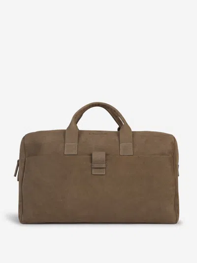 Enrico Mandelli Leather Travel Bag In Brown