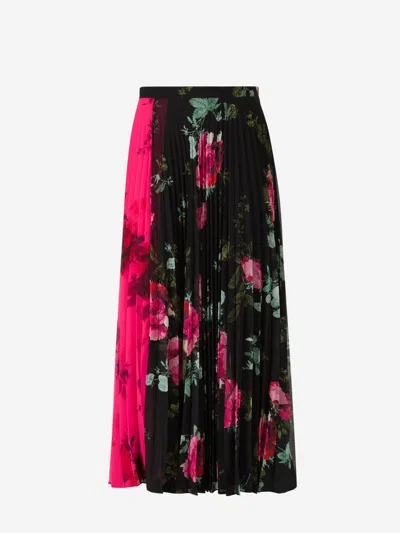 Erdem Pleated Midi Skirt In Floral Motif