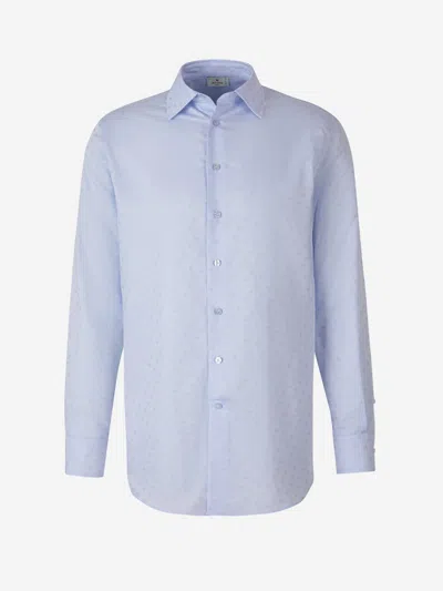 Etro Plain Cotton Shirt In Blue