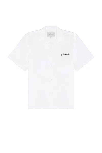 Carhartt S/s Delray Logo-embroidered Shirt In White & Black
