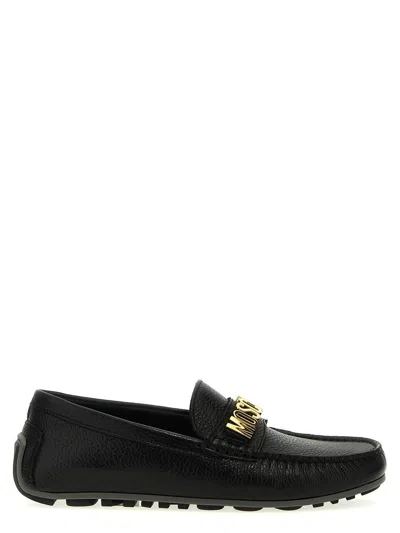 Moschino Logo Loafers In Black