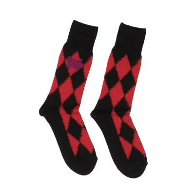 Needles Argyle Socks - Black/red In Multi