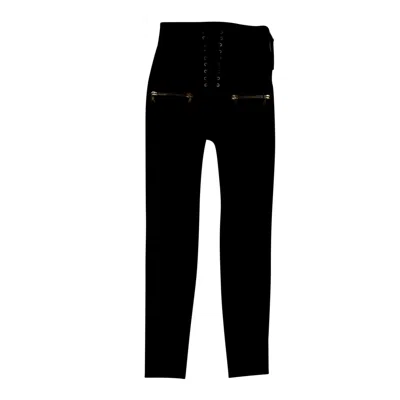 Ben Taverniti Unravel Project Leather Skinny Lace Up Pants - Black