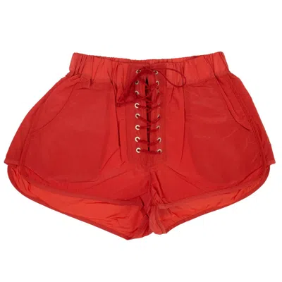 Ben Taverniti Unravel Project Lace Up Track Short Pants - Red