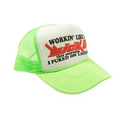 Sicko Neon Green And White Working Like A  Trucker Hat