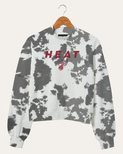 Junk Food Clothing Women's Nba Miami Heat Tie Dye Mock Neck Fleece In Black