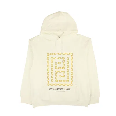 Purple Brand French Terry Pullover Hoody - Meander Chain Coconut Milk In White