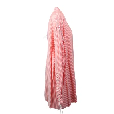 Ben Taverniti Unravel Project Lace Up Long Sleeve Shirt Dress - Pink