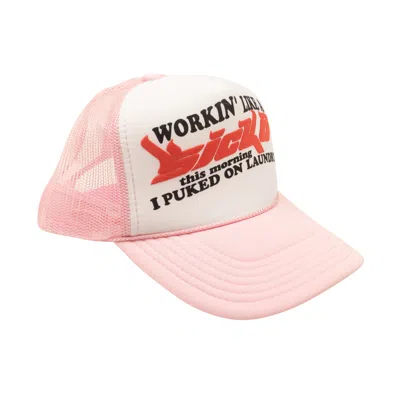 Sicko Light Pink And White Working Like A  Trucker Hat