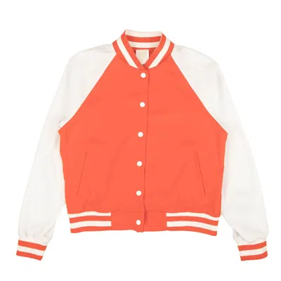 Anna Sui Snap Baseball Jacket - Orange/white