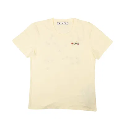 Off White C/o Virgil Abloh Off-white C/o Virgil Abloh Embroidered Arrow Flowers Casual Tee - Cream