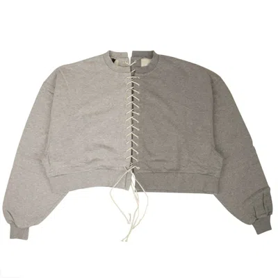 Ben Taverniti Unravel Project Two Tone Lace Up Sweatshirt - Gray In Grey