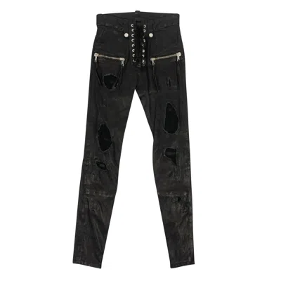 Ben Taverniti Unravel Project Leather Distressed Lace Up Skinny Pants - Black