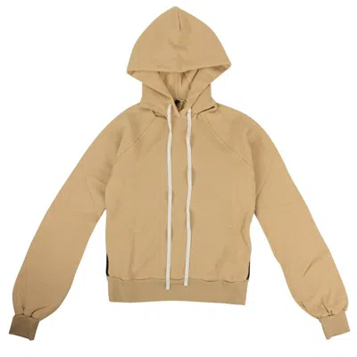 Ben Taverniti Unravel Project Cut Out Shoulder Hooded Sweatshirt - Tan In Brown