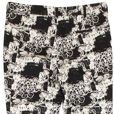 Comme Des Garçons Cotton Floral Pants - Black/white In Multi