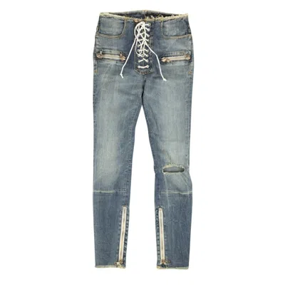 Ben Taverniti Unravel Project Lace Up Denim Skinny Jeans - Blue