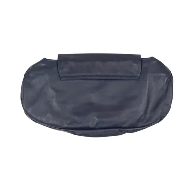 Orciani Damaged Navy Blue Leather Clutch Bag