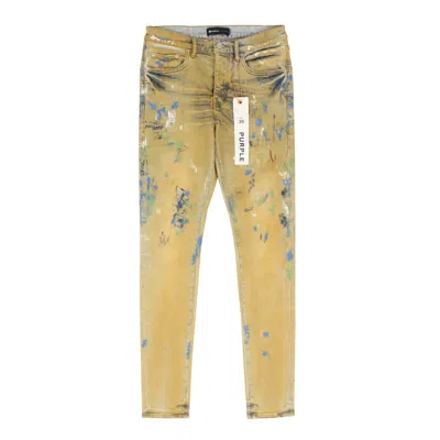 Purple Brand Light Indigo Cathey Spice Painted Jeans In Yellow