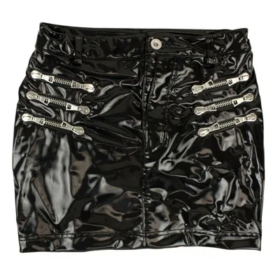 Ben Taverniti Unravel Project Faux Leather Zipper Mini-skirt In Black