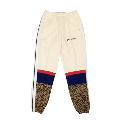 Palm Angels Leopard V Colorblock Jogger Track Pants - White In Gray