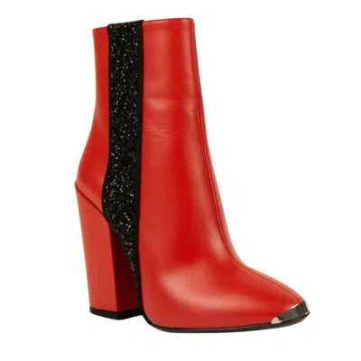 Amiri Red And Black Glitter Stripe Round Toe Boot