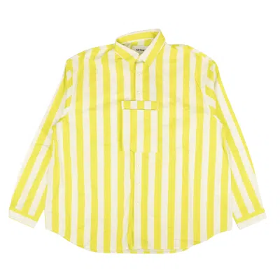 Inactive Yellow White Striped Long Sleeve Button Down Shirt