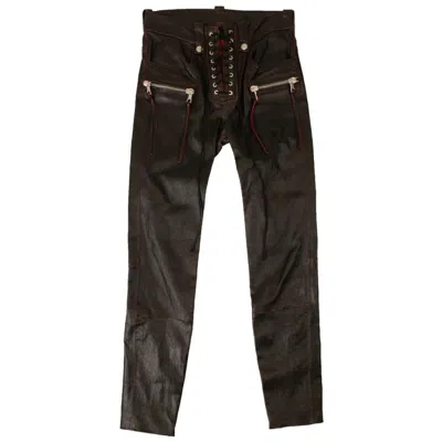 Ben Taverniti Unravel Project Leather Lace Up Detail Pants - Black/red