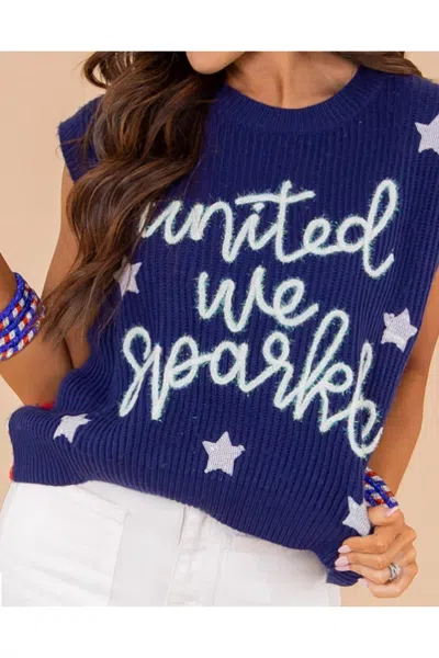 Queen Of Sparkles United Top In Navy Multi In Blue