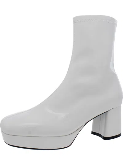 Aerosoles Sussex Womens Patent Platform Ankle Boots In White