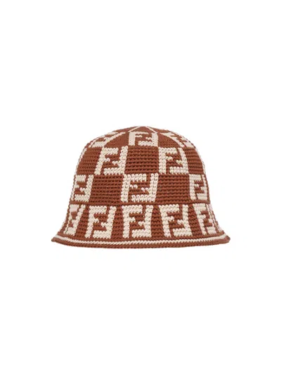 Fendi Narrow-brimmed Cloche Hat In Brown