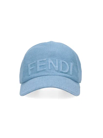 Fendi Logo Baseball Cap In Blue