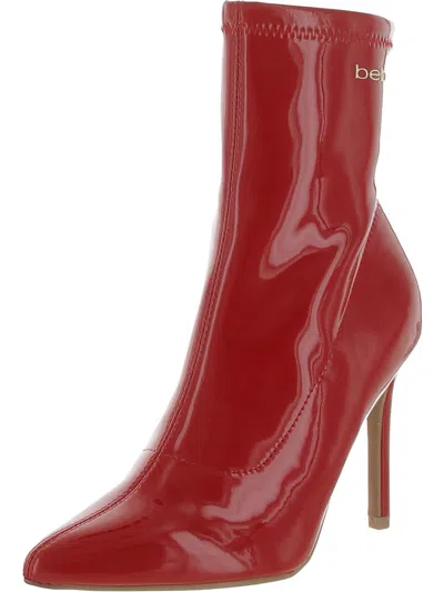 Bebe Kandey Womens Zipper Pointed Toe Ankle Boots In Red