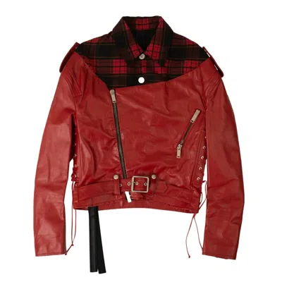 Ben Taverniti Unravel Project Leather Hybrid Biker Jacket - Red