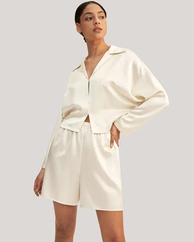 Lilysilk Women's Osmanthus Silk Pullover Pajama Set In White
