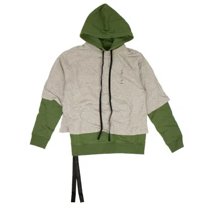 Ben Taverniti Unravel Project Layered Hoodie - Green/gray In Grey