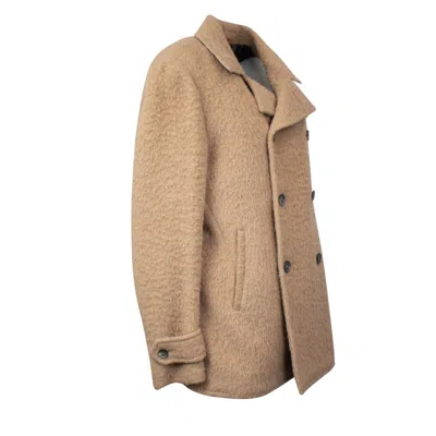 Isaia Shearling Texture With Back Vent - Tan In Brown