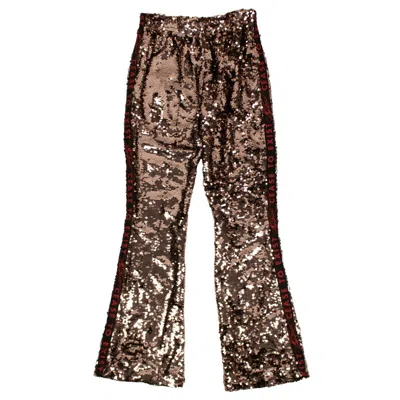 Faith Connexion Sequin Side Logo Flared Track Pants - Copper In Pink