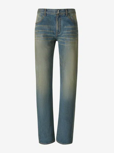 Givenchy Worn Effect Jeans In Metallic 4g Details