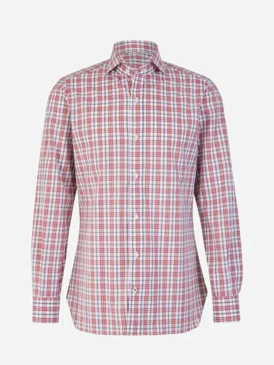 Isaia Check Motif Shirt In Red