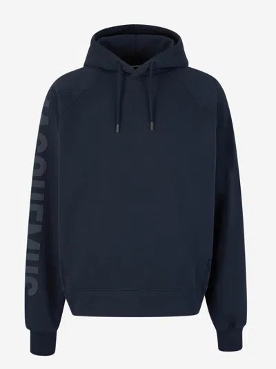 Jacquemus Cotton Hood Sweatshirt In Midnight Blue