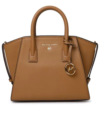 Michael Kors Sand Leather Avril Top Handle Bag In Beige
